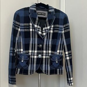 Gerry Weber Navy and White Plaid Blazer